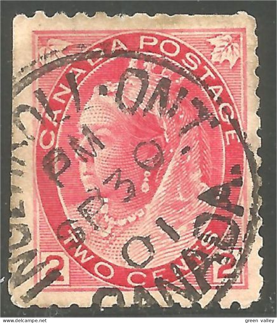970 Canada 1898 Victoria 2c Red Queen Victoria Numeral VF CDS Margin Copy (46) - Used Stamps