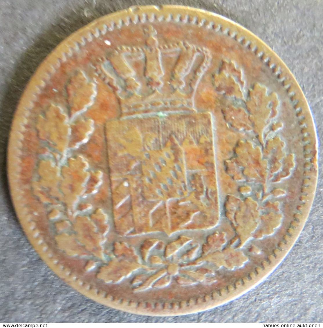 Münze Bayern 1862 - 2 Pfenning Scheidemünze Gekrönter Schild Ss - Altri & Non Classificati