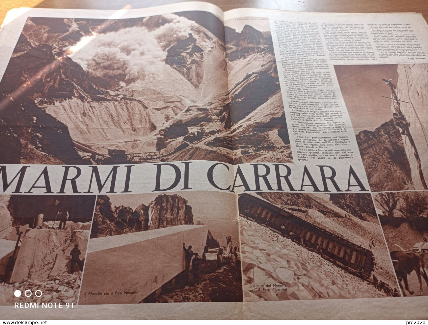 IL GAZZETTINO ILLUSTRATO 1936 I MARMI DI CARRARA - Andere & Zonder Classificatie