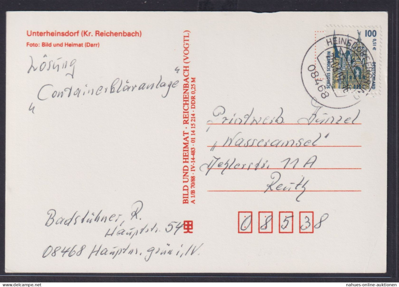 Ansichtskarte Unterheinsdorf Totalansicht Landschaft Sachsen Verlag Bild Und - Other & Unclassified