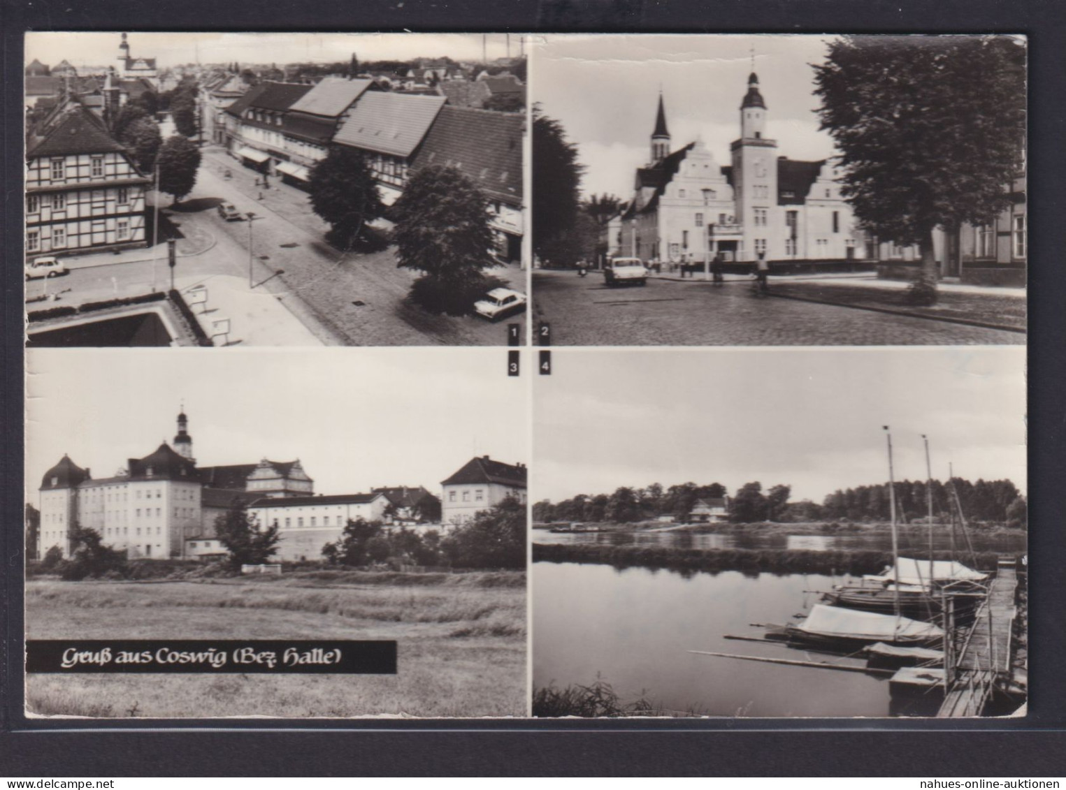 Ansichtskarte Coswig Rathaus Schloss Elbe Fluss Sachsen Nach Hamburg - Autres & Non Classés