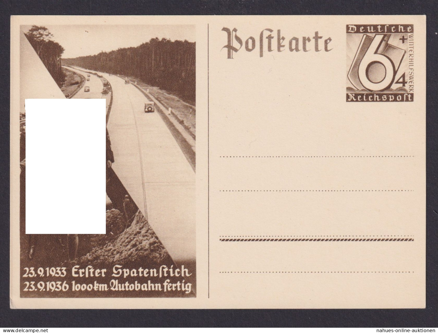 Deutsches Reich WHW Ganzsache Autobahn 1. Spatenstich 1000 KM Fertig - Covers & Documents