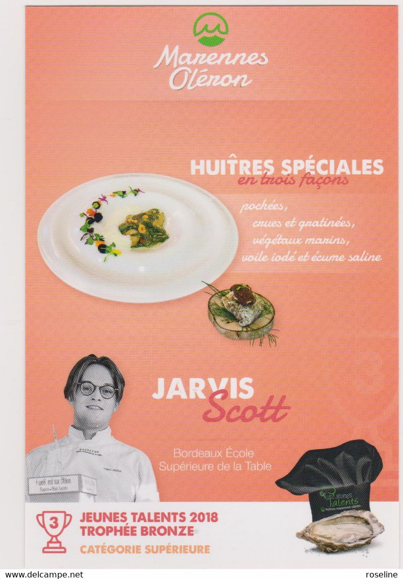 Lot 5 Cp Recette Cuisine Huitres Marennes Oleron Cuisiniers Jeunes Talents - CPM 10,5x15 TBE 2018 Neuves - Recettes (cuisine)