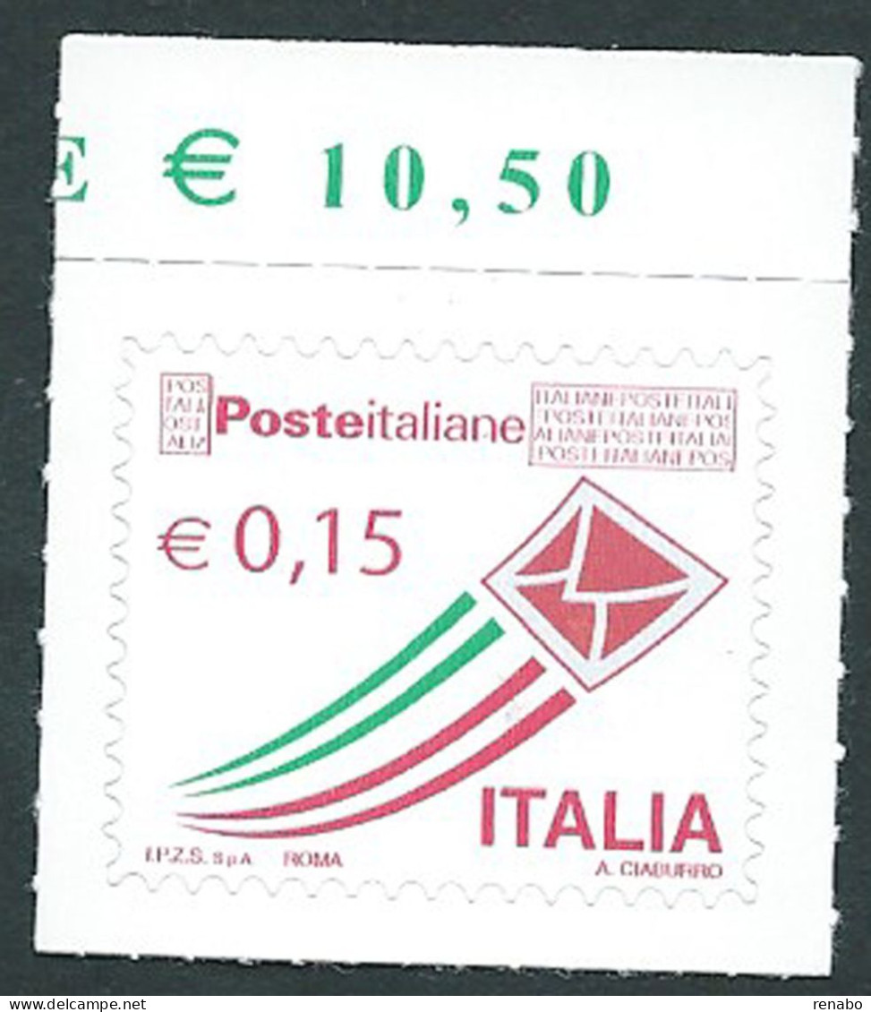 Italia 2015 ; Posta Italiana Da 0,15 : Francobollo Con Il Prezzo Del Foglio Sul Bordo Superiore. - 2011-20:  Nuovi