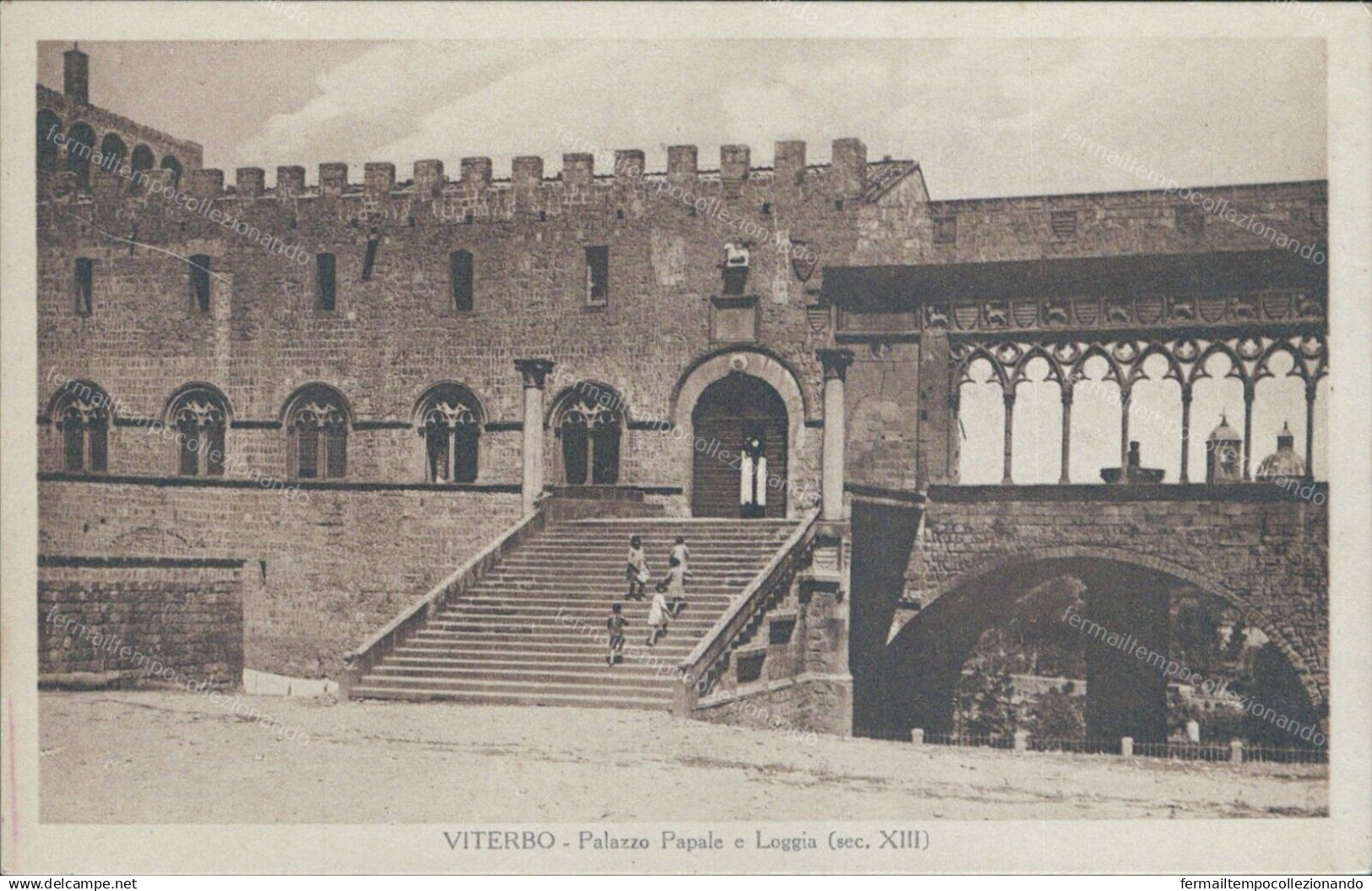 Cs324 Cartolina Viterbo Citta' Palazzo Papale E Loggia  Lazio - Viterbo