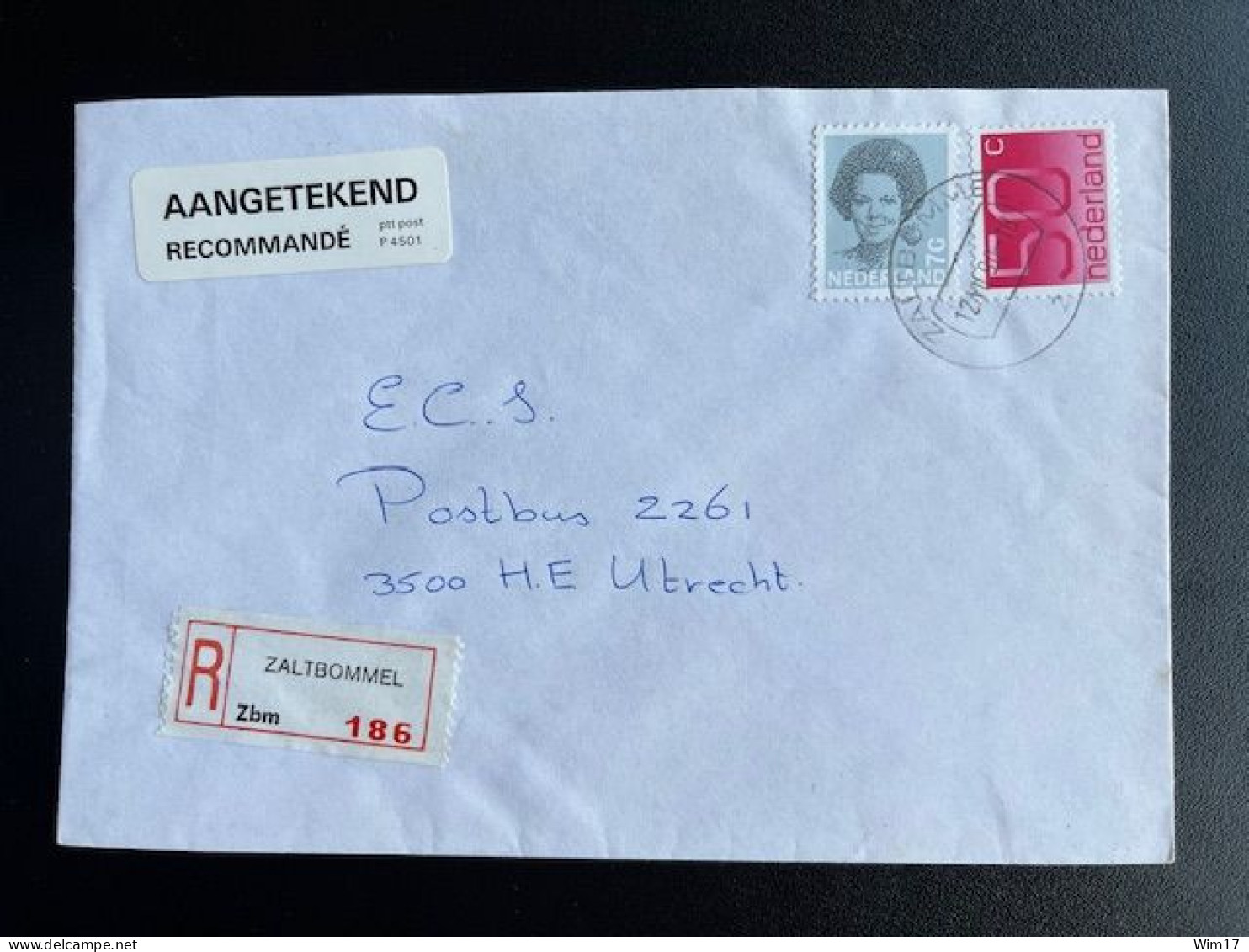 NETHERLANDS 1990 REGISTERED LETTER ZALTBOMMEL TO UTRECHT 12-07-1990 NEDERLAND AANGETEKEND - Brieven En Documenten