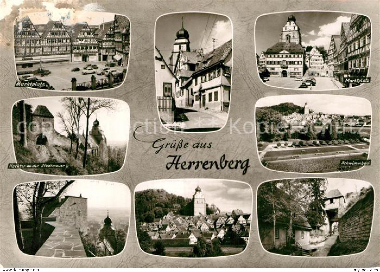 72987341 Herrenberg Wuerttemberg Marktplatz Hacktor Stadtmauer Schwimbad Ortsmot - Andere & Zonder Classificatie