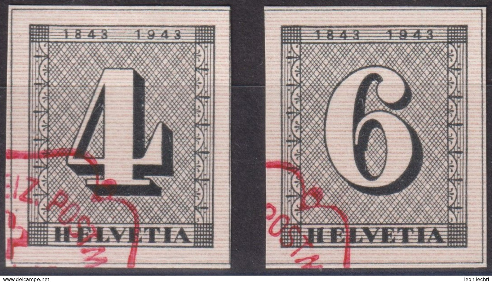 1943 100 Jahre Schweizer Postmarken Zum: W12+W13, Mi: 417+418,ⵙ - Used Stamps