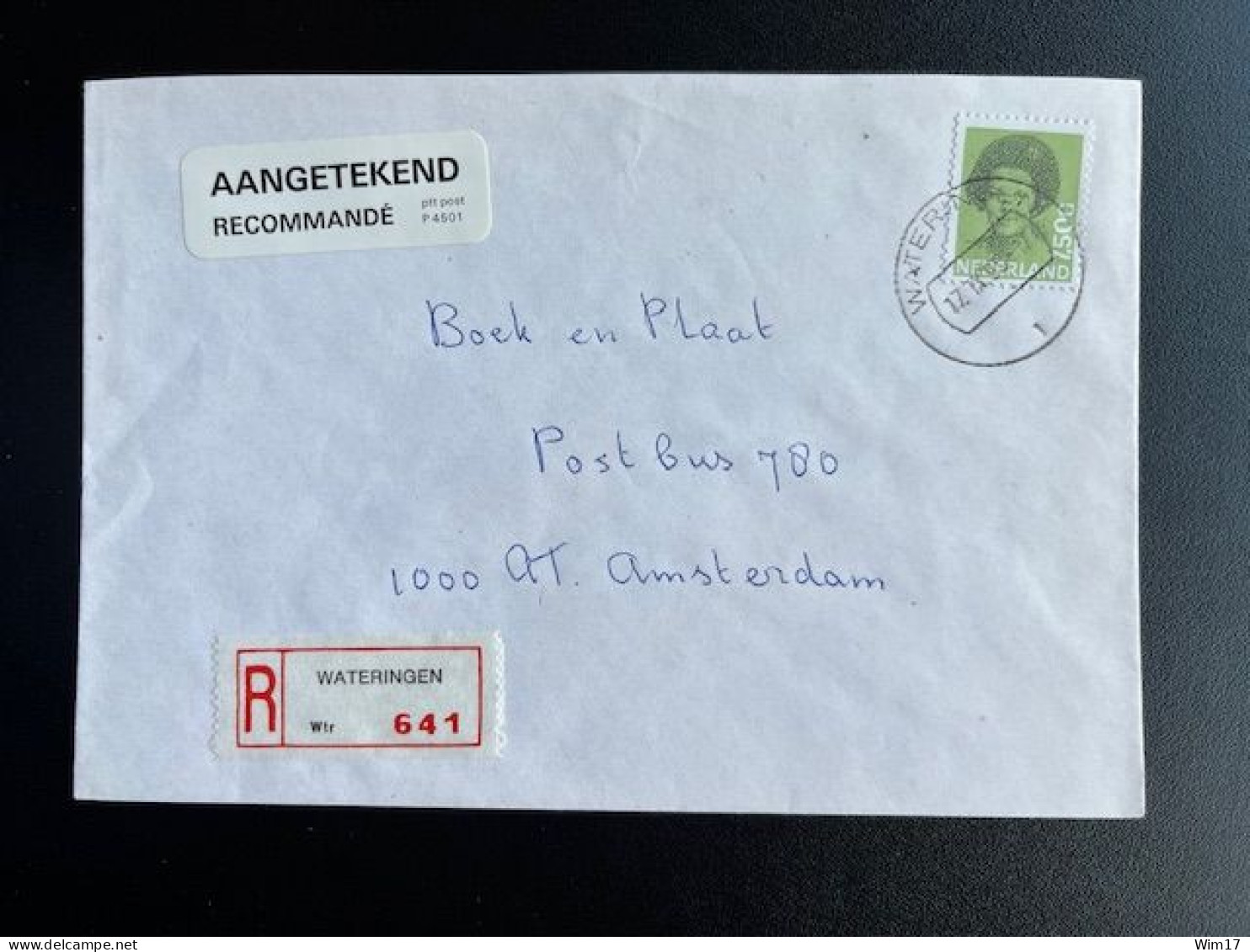 NETHERLANDS 1990 REGISTERED LETTER WATERINGEN TO AMSTERDAM 17-09-1990 NEDERLAND AANGETEKEND - Cartas & Documentos