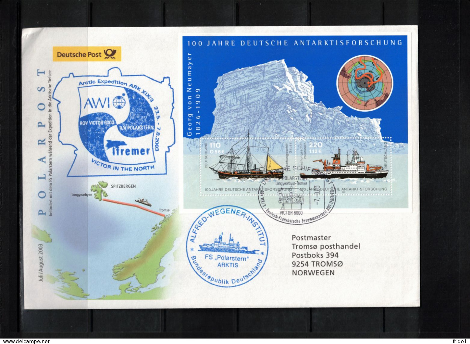 Germany 2003  Spitzbergen - German Arctic Expedition ARK XIX/3 - Ship POLARSTERN Interesting Cover - Expediciones árticas