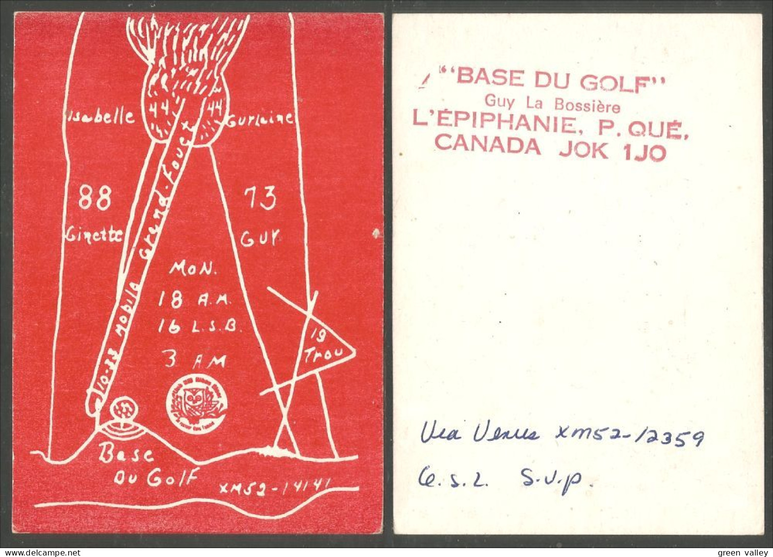 Canada QSL Base Du Golf L'Epiphanie Québec XM-52 XM52 Sexe Sexy (19) - Other & Unclassified