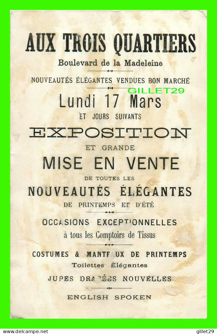 ENFANT - JEUNE FILLE - PUBLICITÉ, AUX TROIS QUARTIERS, PARIS - EXPOSITION DES NOUVEAUTÉS ÉLÉGANTES - - Portretten