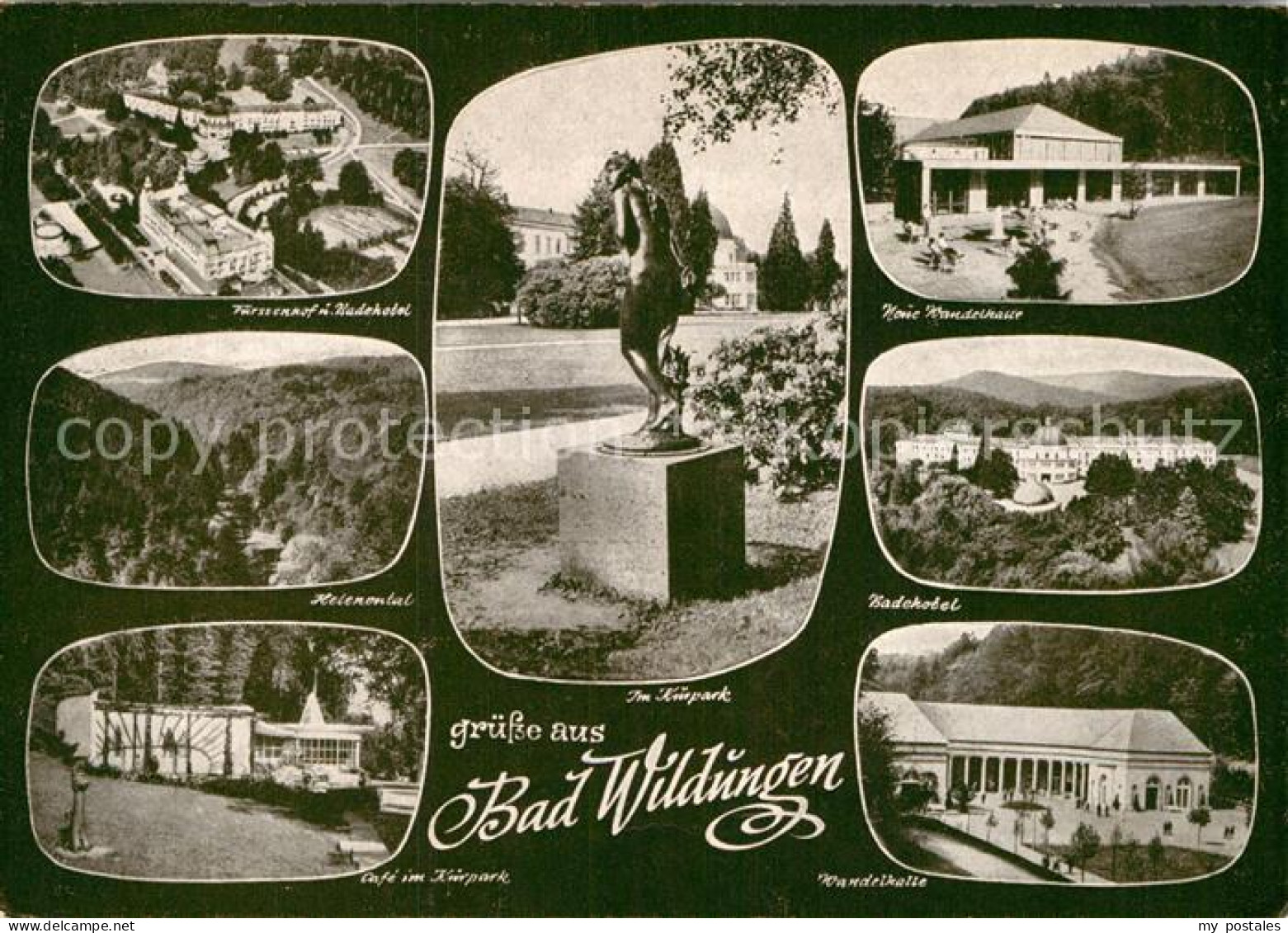 72985618 Bad Wildungen Fuerstenhof Badehotel Wandelhalle Cafe Kurpark Statue Hel - Bad Wildungen