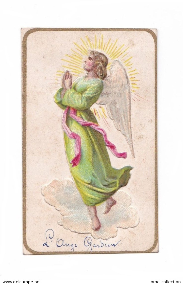 L'Ange Gardien, Chromo, 1889, Souvenir De Joséphine Jeanne Pélagie Pouchol (Vaugneray, Auzances) - Images Religieuses