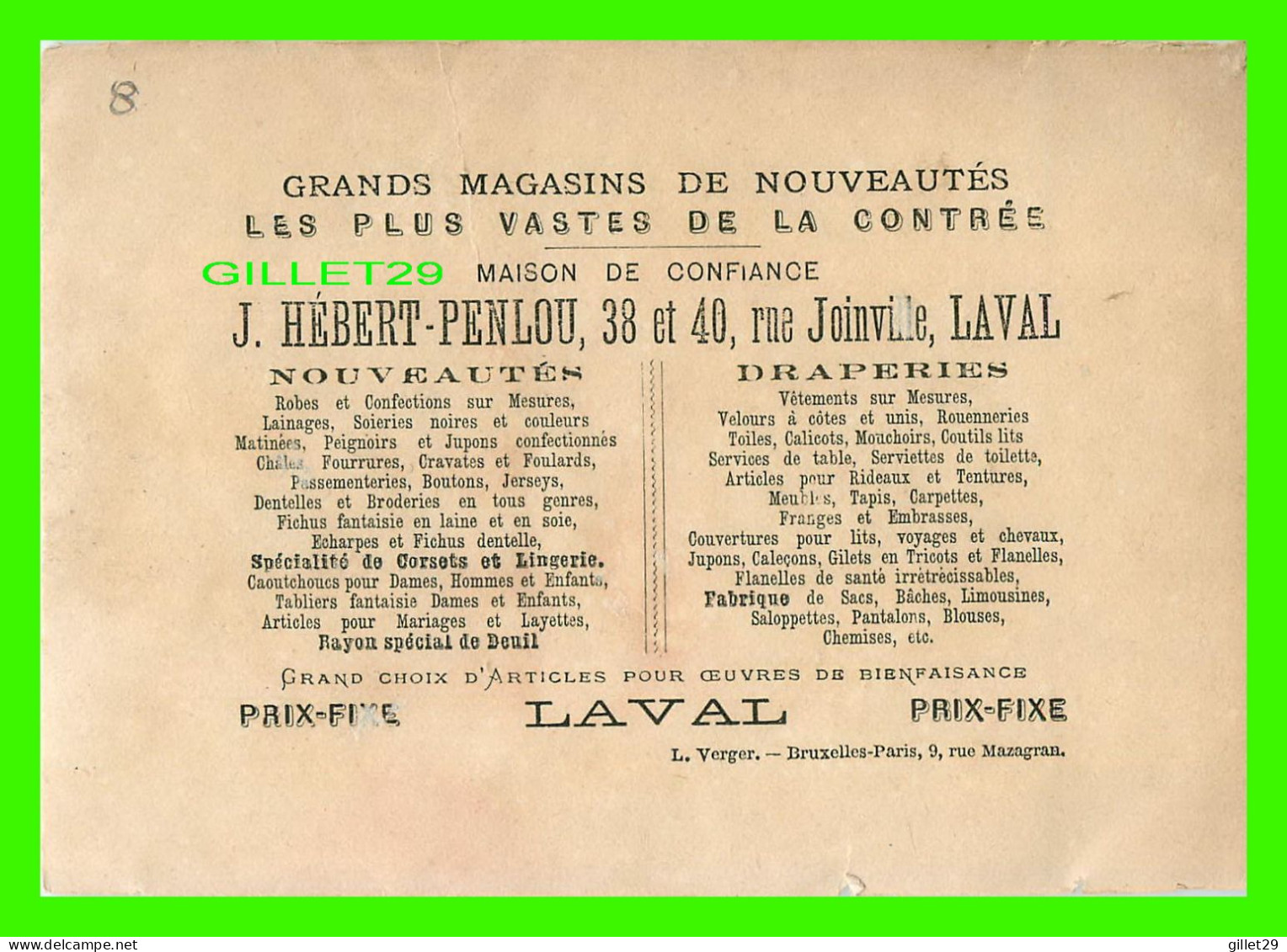 ENFANT - JEUNE FILLES - PUBLICITÉ, J. HÉBERT-PENLOU, LAVAL - GRAND MAGASIN DE NOUVEAUTÉS - - Portraits