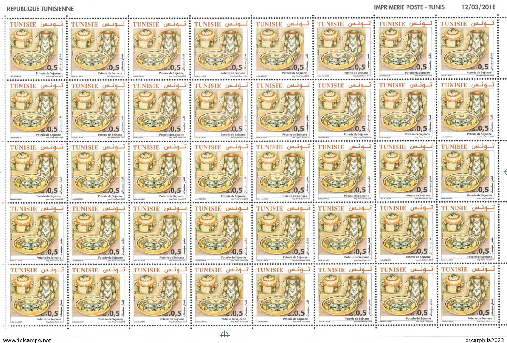 2018- Tunisie - Poterie De Sejnane -  Feuille Entière  40 V - MNH ***** - Skulpturen