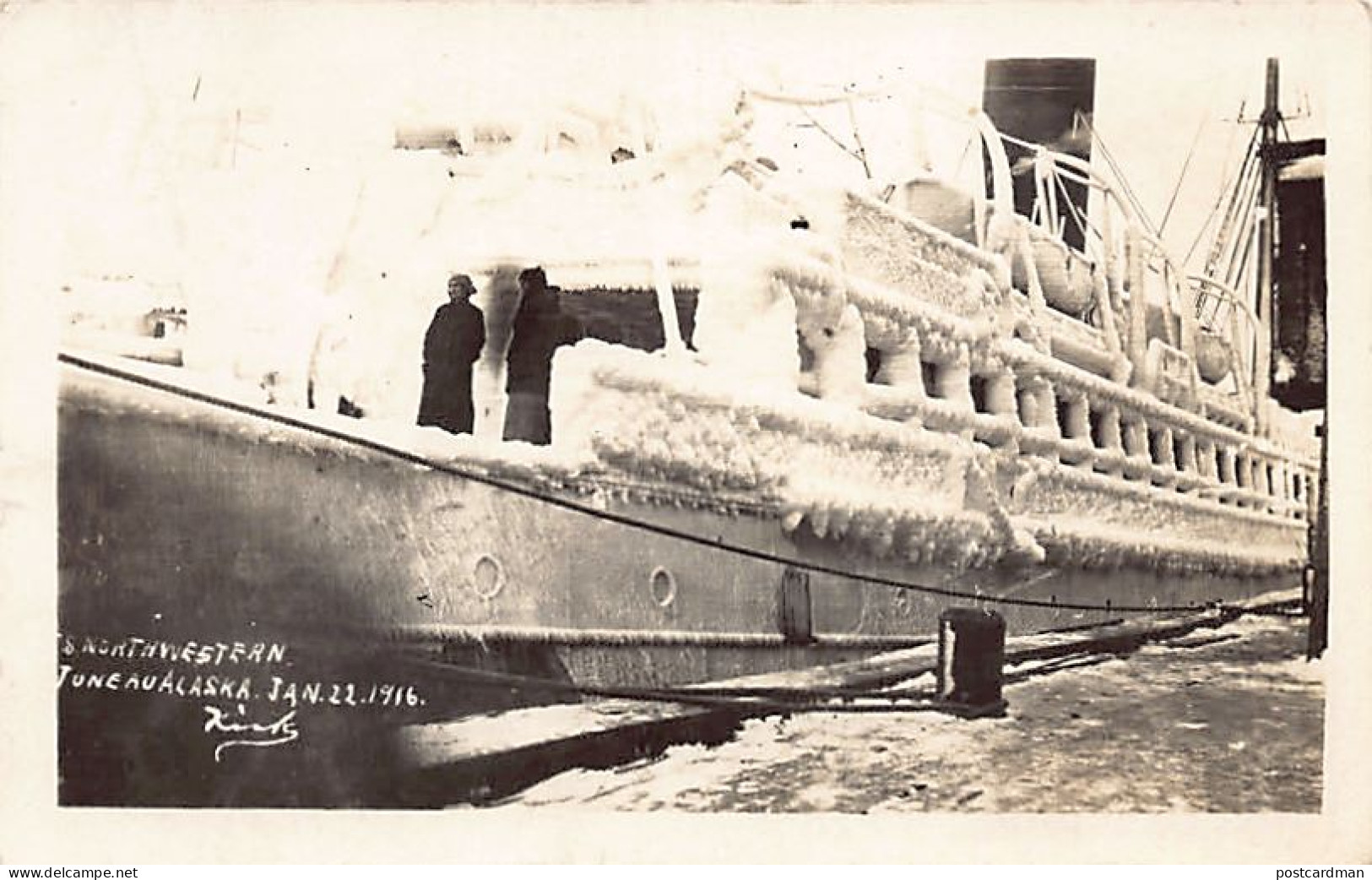 JUNEAU (AK) SS Northwestern - Jan. 22nd, 1916 - REAL PHOTO - Juneau
