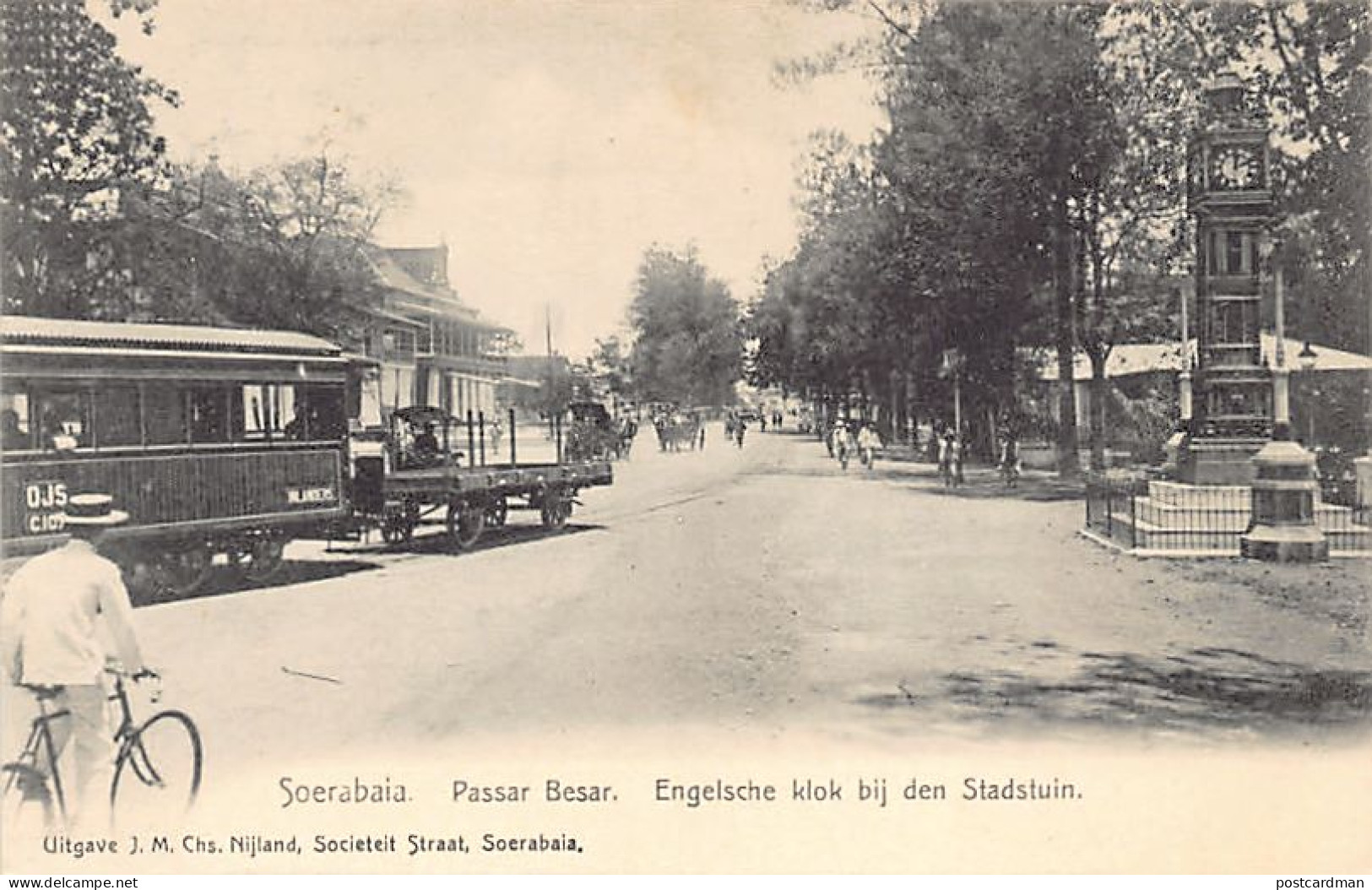 Indonesia - SOERABAIA Surabaya - Passar Besar - Streetcar - Engelsche Klok Bij Den Stadstuin - Indonésie