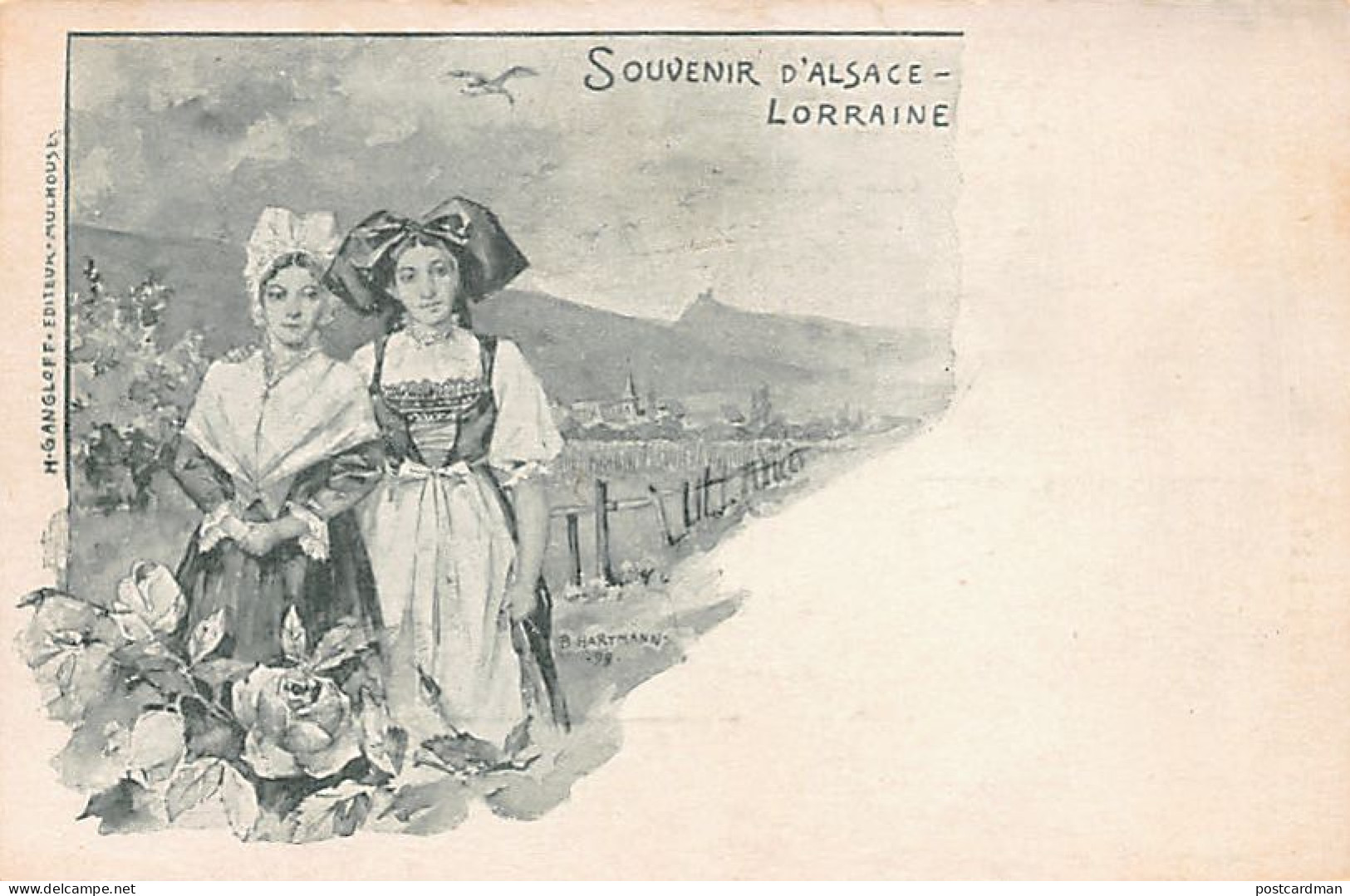 Souvenir D'Alsace Lorraine - Illustration B. HARTMANN - Ed. Gangloff - Andere & Zonder Classificatie
