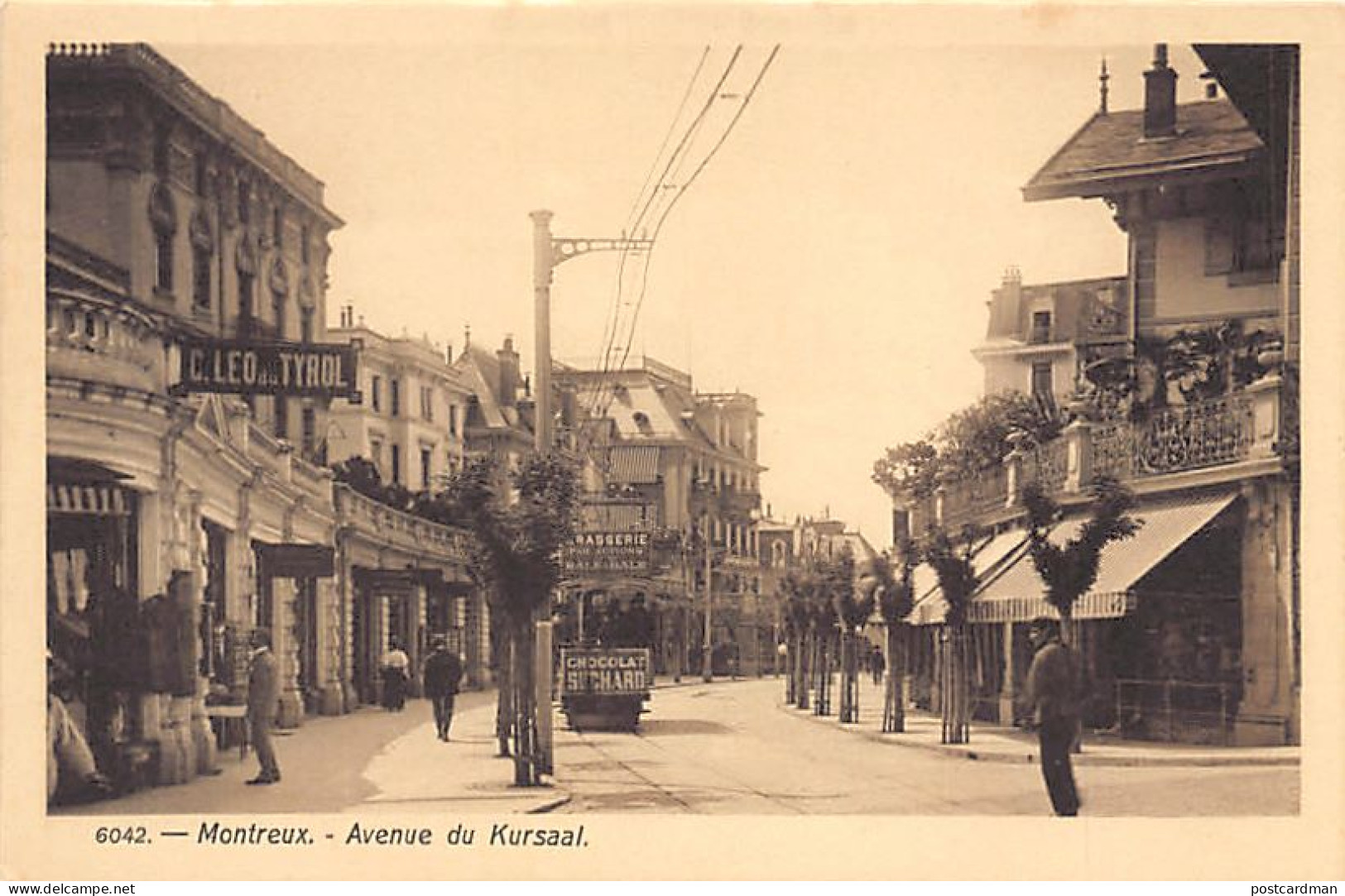 MONTREUX (VD) Avenue Du Kursaal - Tram Avec Pub Suchard - Magasin C. Leo Du Tyrol - Ed. B &Co 6042 - Montreux