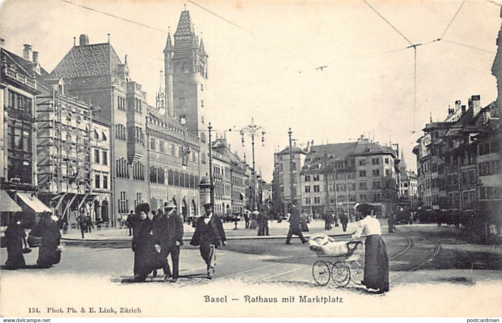 Schweiz - Basel - Rathaus Mit Marktplatz - Verlag E. Link 134 - Basilea