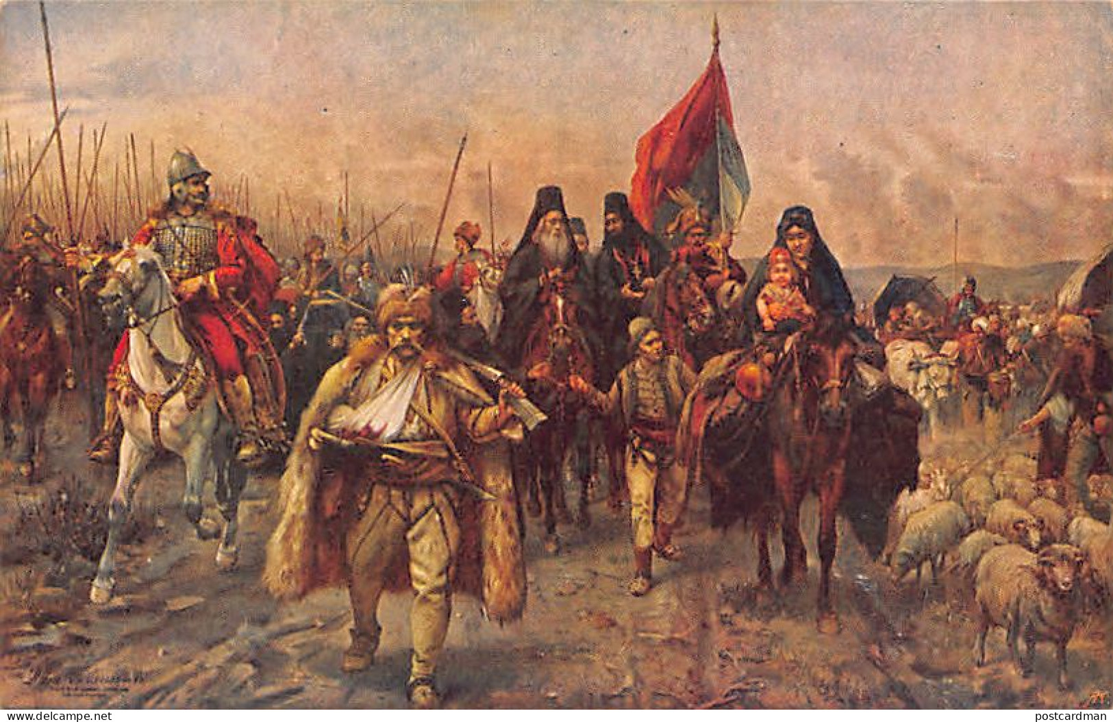 Serbia - L'exil Du Peuple Serbe (The Exile Of The Serbian People) - Painting By P. Jovanovits - Servië