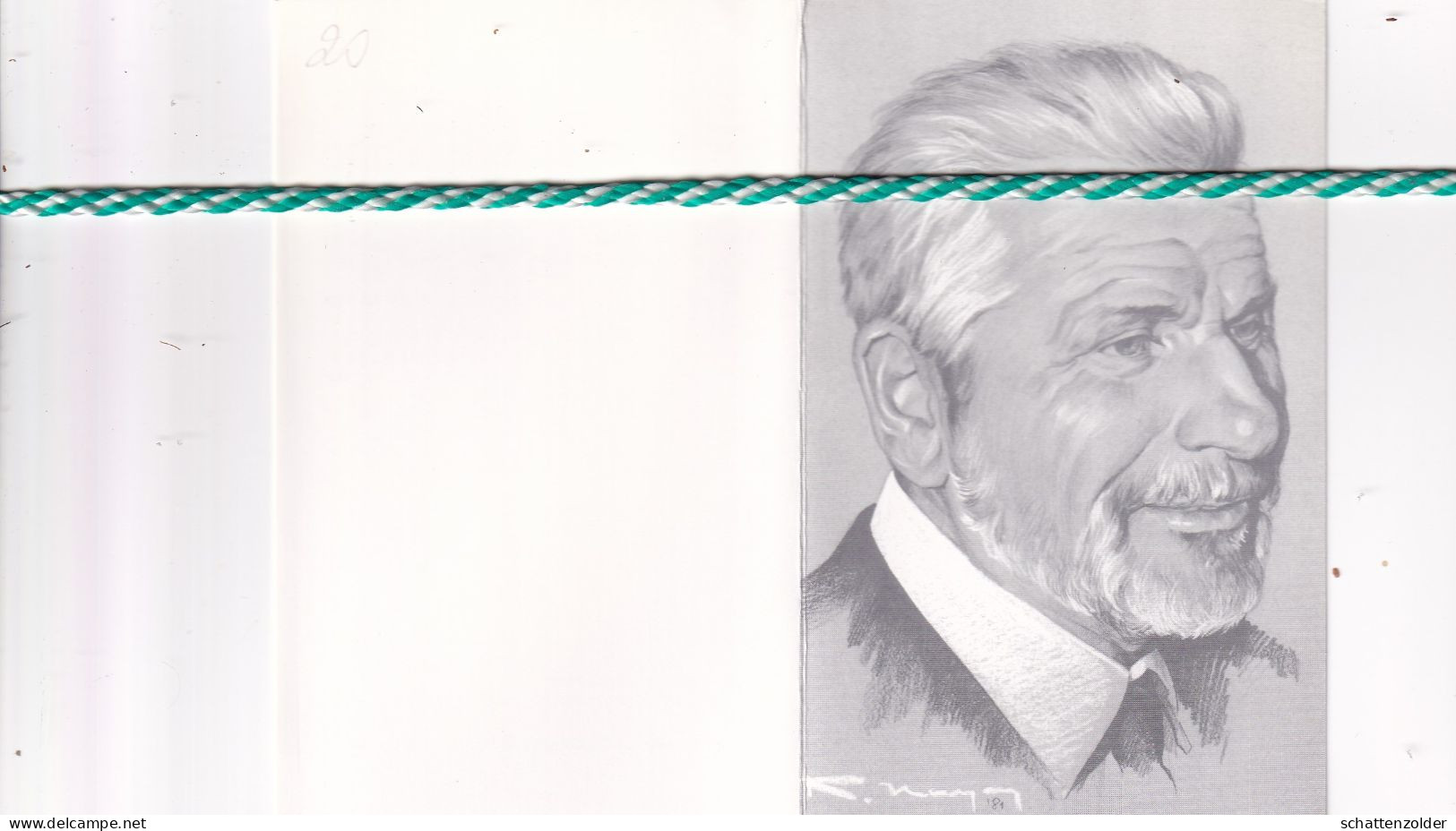 Jules Pierre David Bondue-Vanpeteghem, Saint-Bohaire (Fr) 1917, Roeselare 1993. Oud-strijder 40-45; Foto Tekening - Overlijden