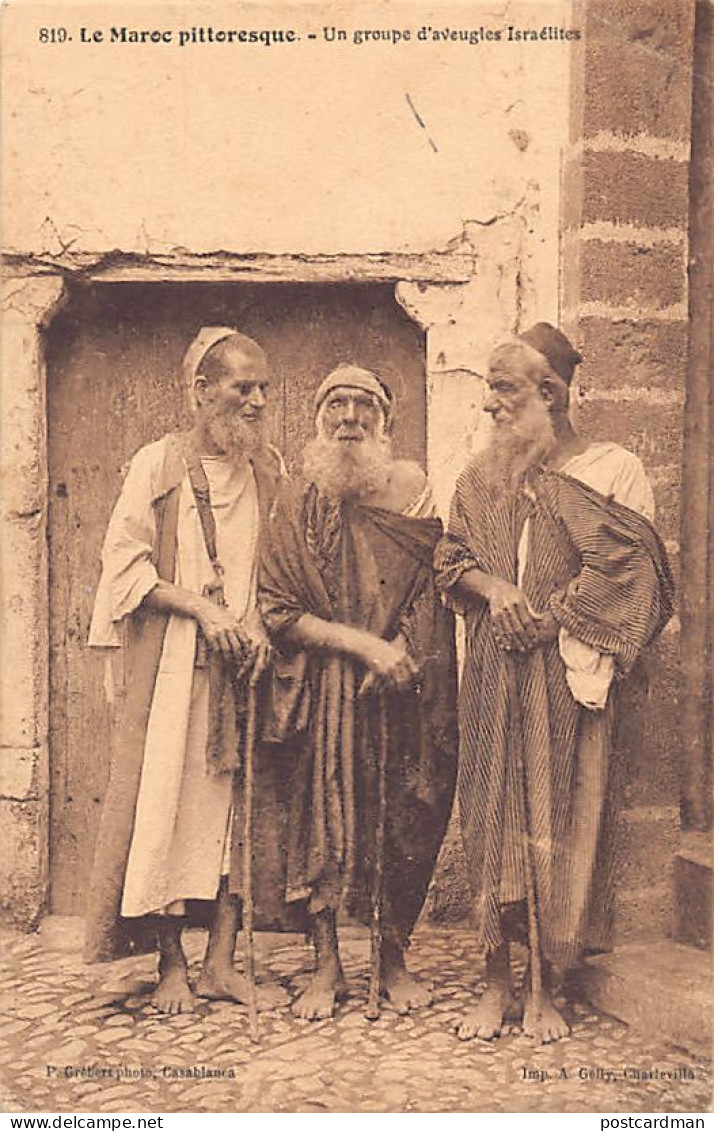 JUDAICA - Maroc - Un Groupe D'aveugles Israélites - Ed. P. Grébert 819 - Jodendom