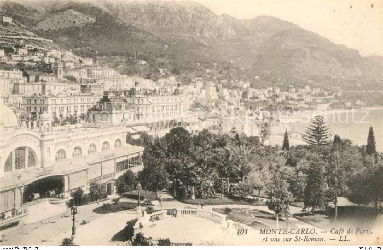 72985048 Monte-Carlo Cafe De Paris E Vue Sur St Roman Monte-Carlo - Andere & Zonder Classificatie