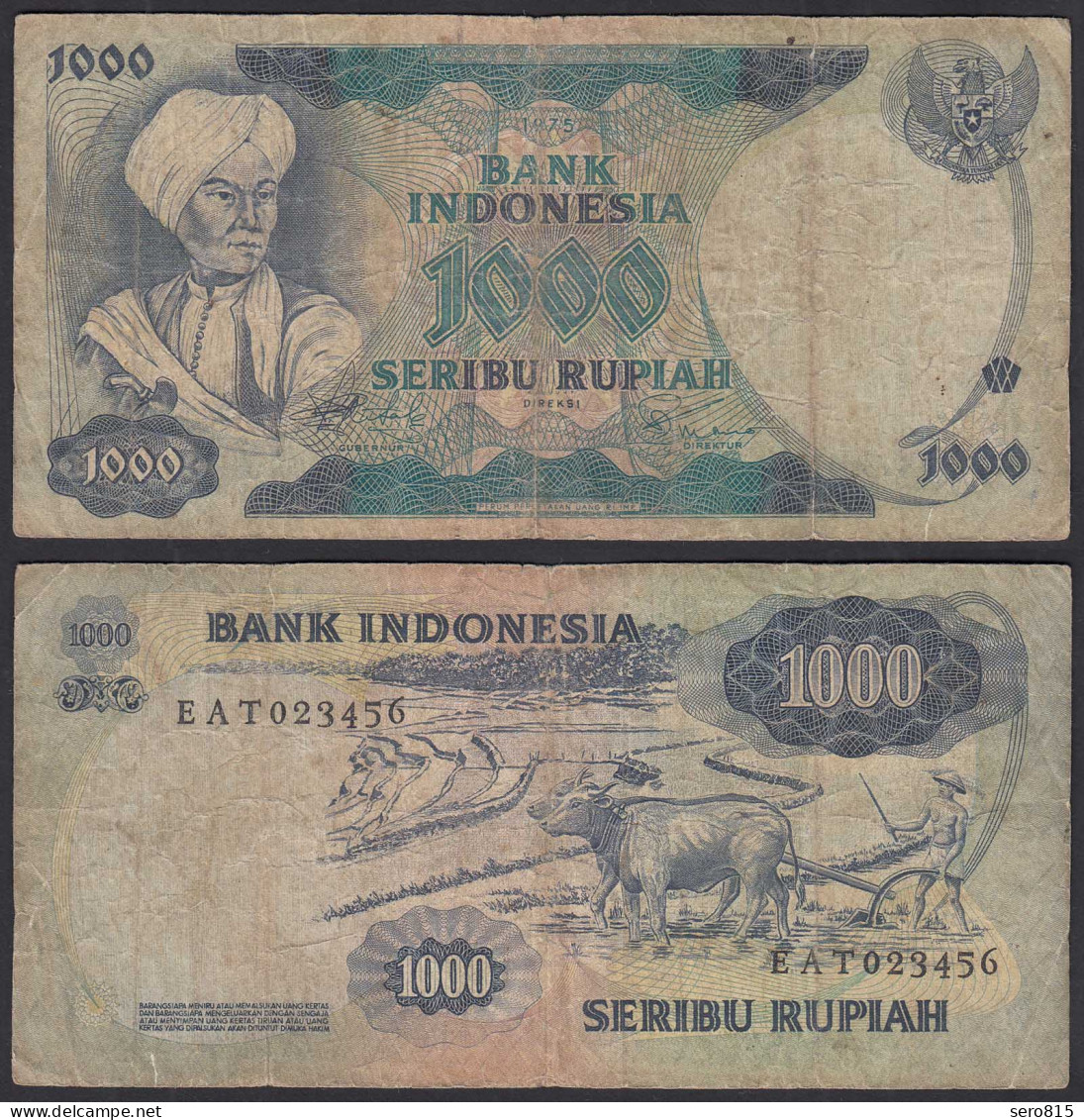 INDONESIEN - INDONESIA 1000 RUPIAH Banknote 1975 Pick 113a VG (5)    (32106 - Otros – Asia