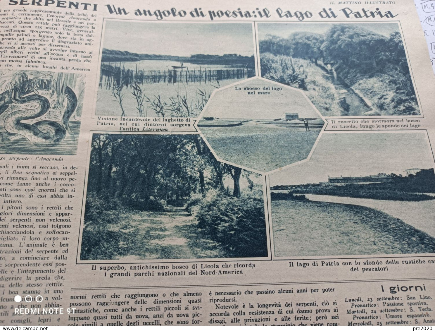 MATTINO ILLUSTRATO 1929 PARMA LAGO DI PATRIA LICOLA - Altri & Non Classificati