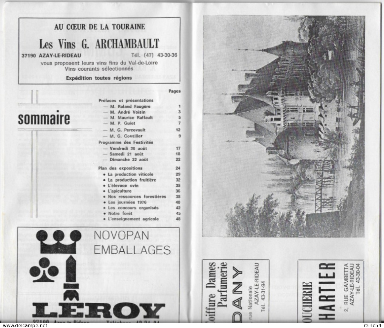 Comice Agricole AZAY LE RIDEAU Août1976 (Indre Et Loire 37) Programme Officiel (photos-Encarts Publicitaires) - Pays De Loire