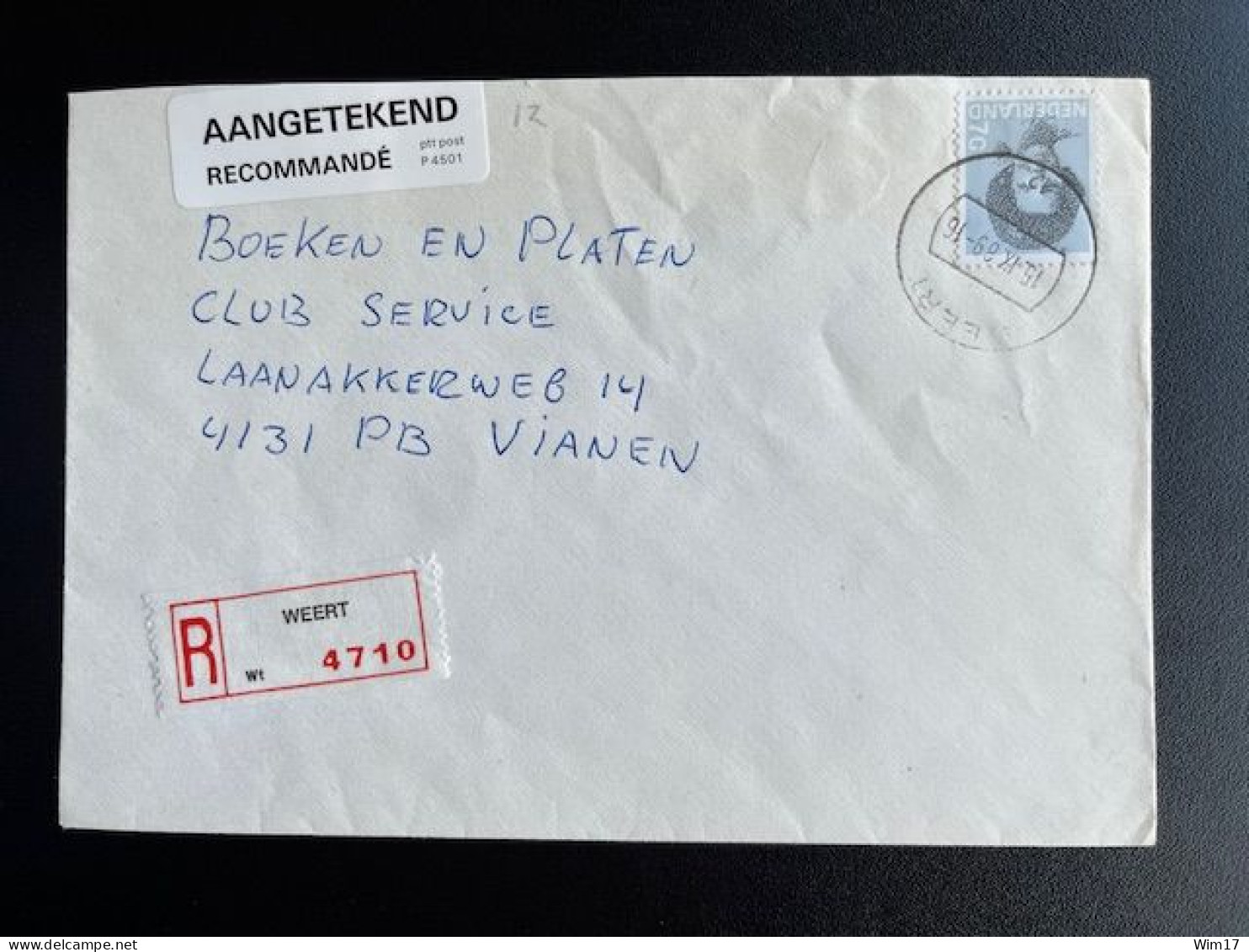 NETHERLANDS 1989 REGISTERED LETTER WEERT TO VIANEN 15-09-1989 NEDERLAND AANGETEKEND - Brieven En Documenten