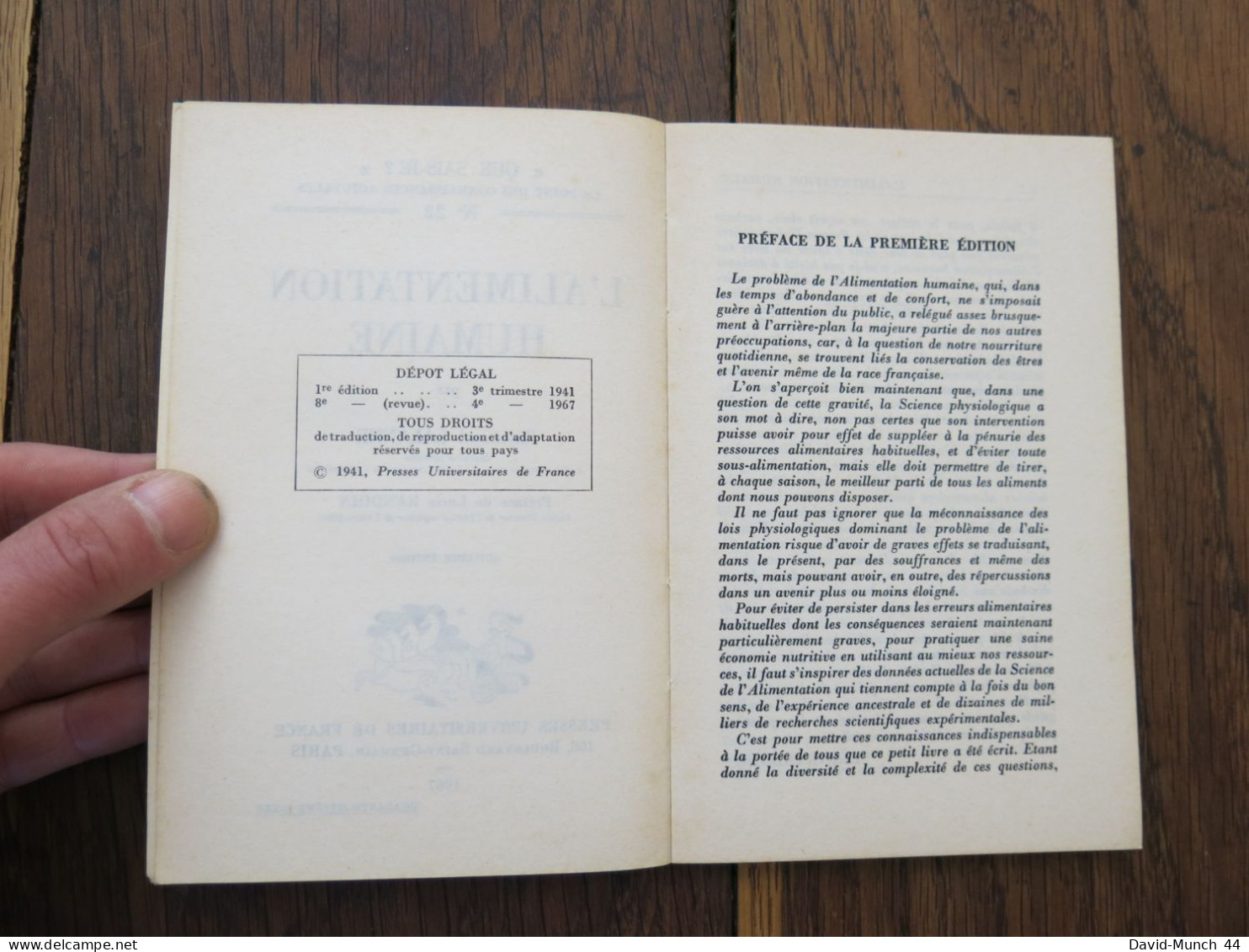 Que Sais-je? N° 22: L'alimentation Humaine De Raymond Lalanne. PUF. 1967 - Gezondheid