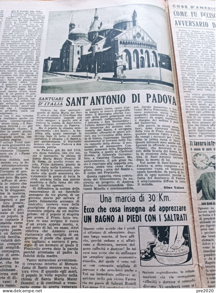 MATTINO ILLUSTRATO 1941 SANT’ANTONIO DI PADOVA VITTORIO CHIERRONI SCIATORE ABETONE - Altri & Non Classificati