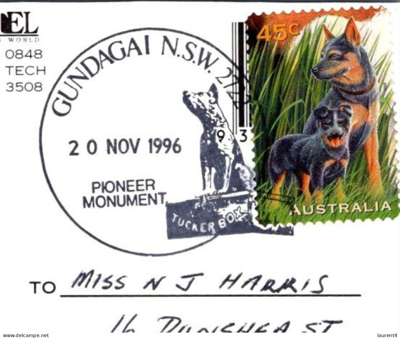 11-5-2024 (4 Z 41) Australia - NSW - Gundegai Dog On Tuckerbox  (posted 2009 With DOG Stamp And Special Postmark) - Sonstige & Ohne Zuordnung