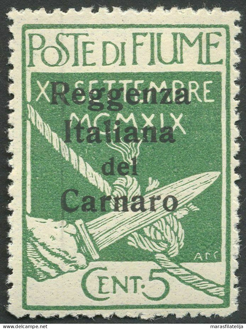 Fiume, 1920, Kvarner Gulf Occupation, Carnaro, 5c Value - Fiume