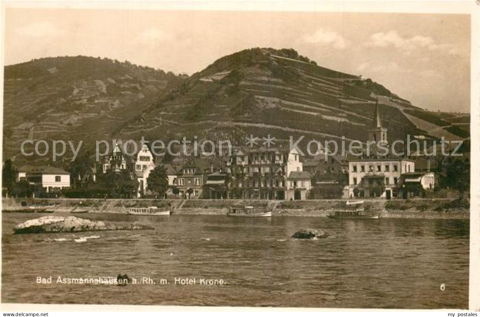 72981712 Bad Assmannshausen Rhein Blick Ueber Den Rhein Hotel Krone Weinberge Ru - Rüdesheim A. Rh.