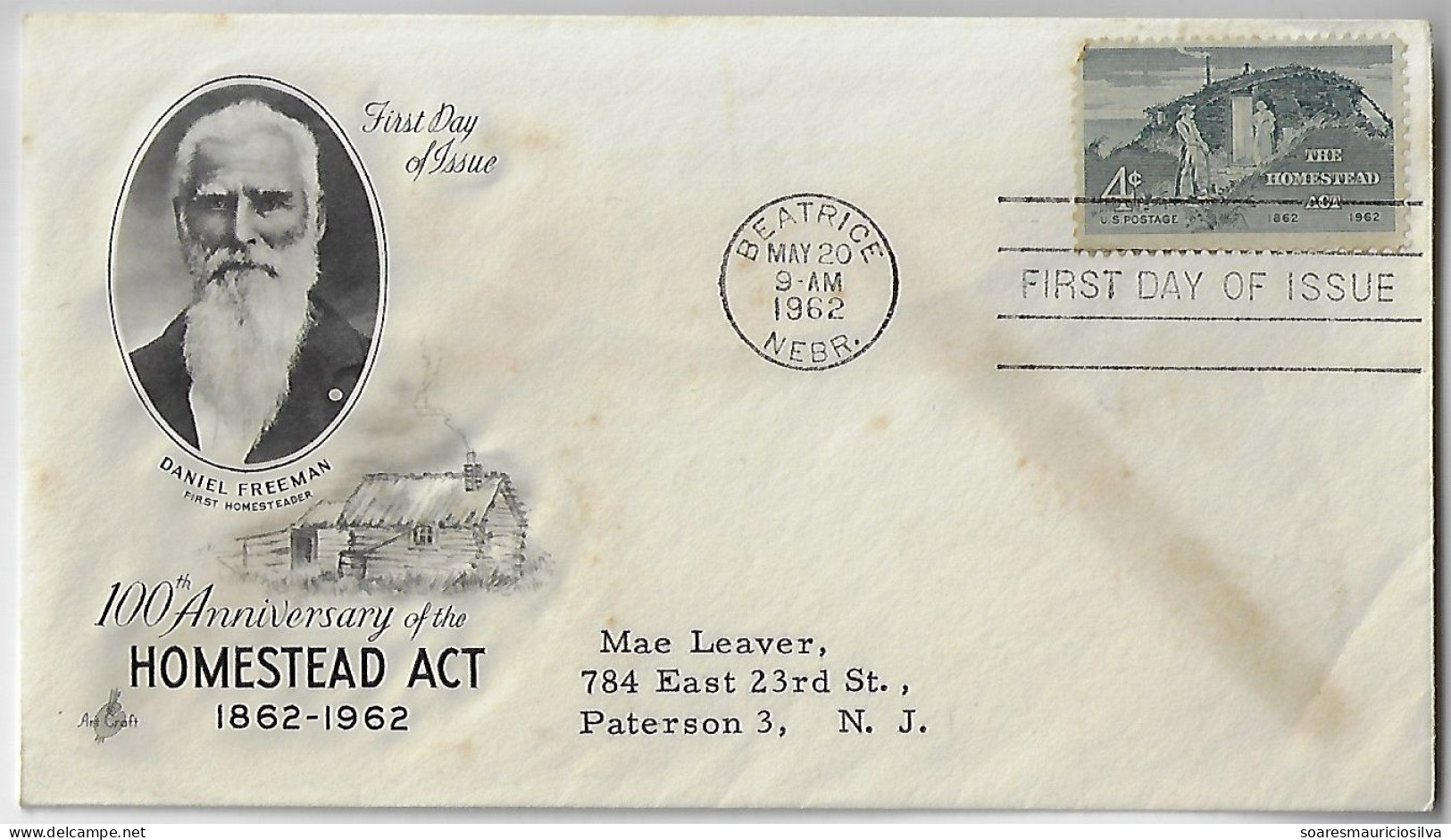 USA United States 1962 FDC 1st Day Cover Centenary Of The Homestead Act Cancel Beatrice - 1961-1970