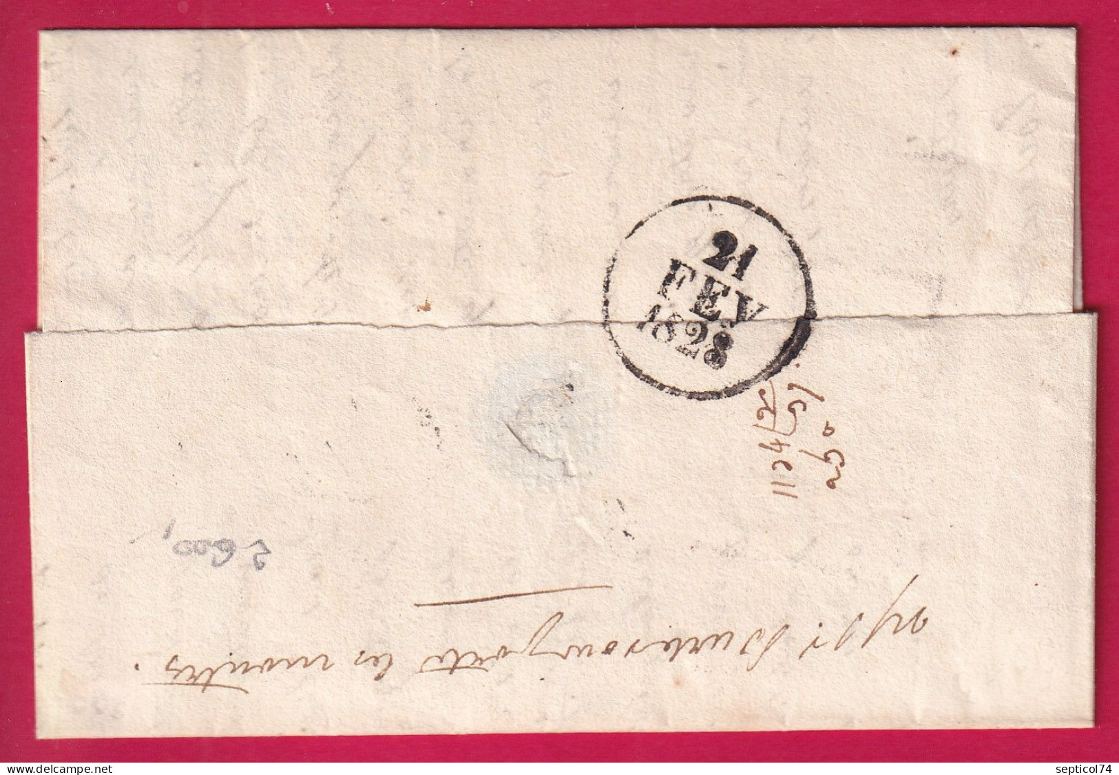 MARQUE ESSAI FEVRIER 1828 TOULON VAR DU 2 FEVRIER EN FRANCHISE RARE LETTRE - 1801-1848: Voorlopers XIX