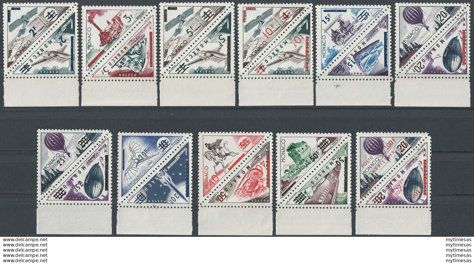 1956 Monaco Segnatasse Sopr. 22v. MNH Unif. Tx 453/72+A - Altri & Non Classificati