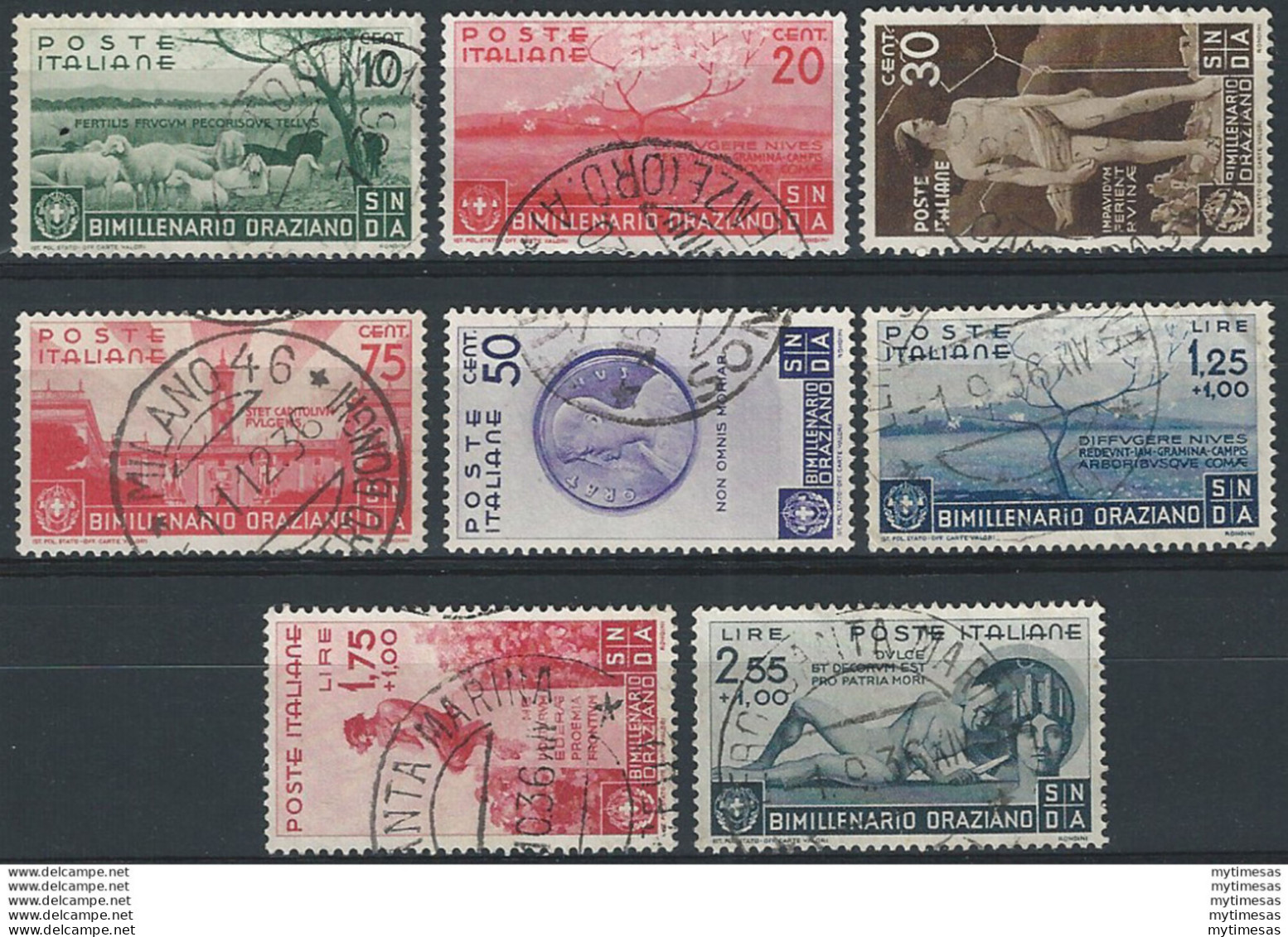 1936 Italia Bimillenario Di Orazio 7v. Cancelled Sassone N. 398/405 - Sonstige & Ohne Zuordnung