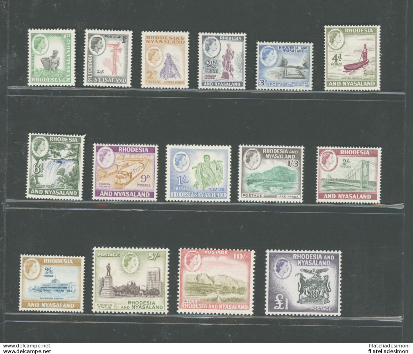 1959-62 Rhodesia E Nyasaland - Stanley Gibbons N. 18-31 - 15 Valori - MNH** - Otros & Sin Clasificación