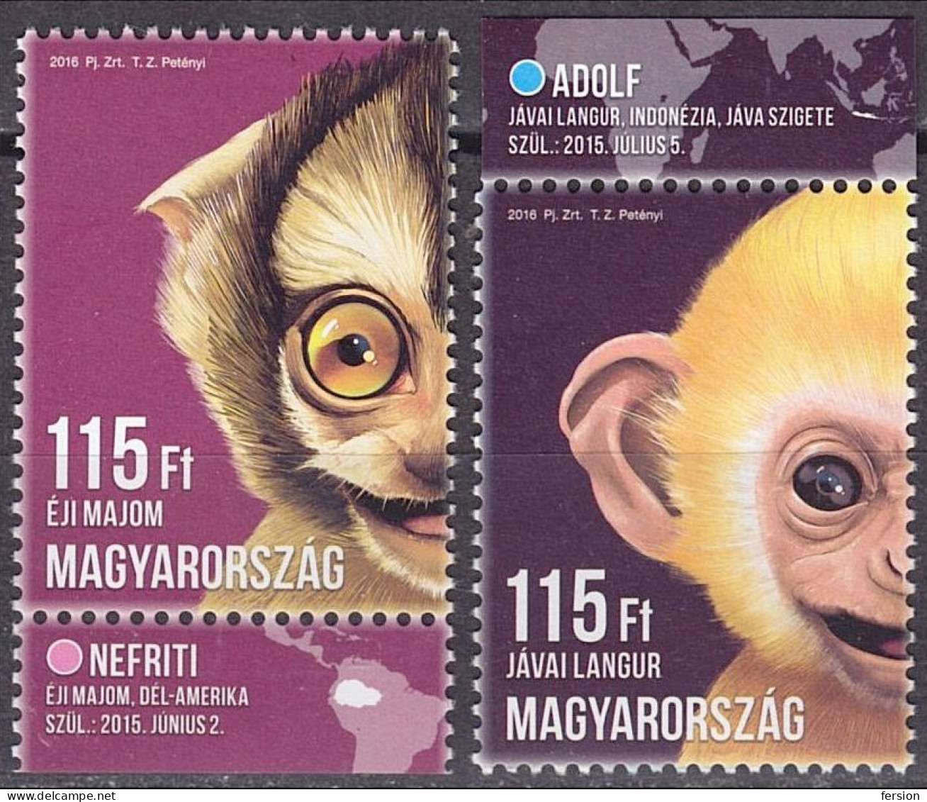 MONKEY - Night Monkey / Javan Surili - ZOO Budapest - 2016 Hungary - MNH - Apen