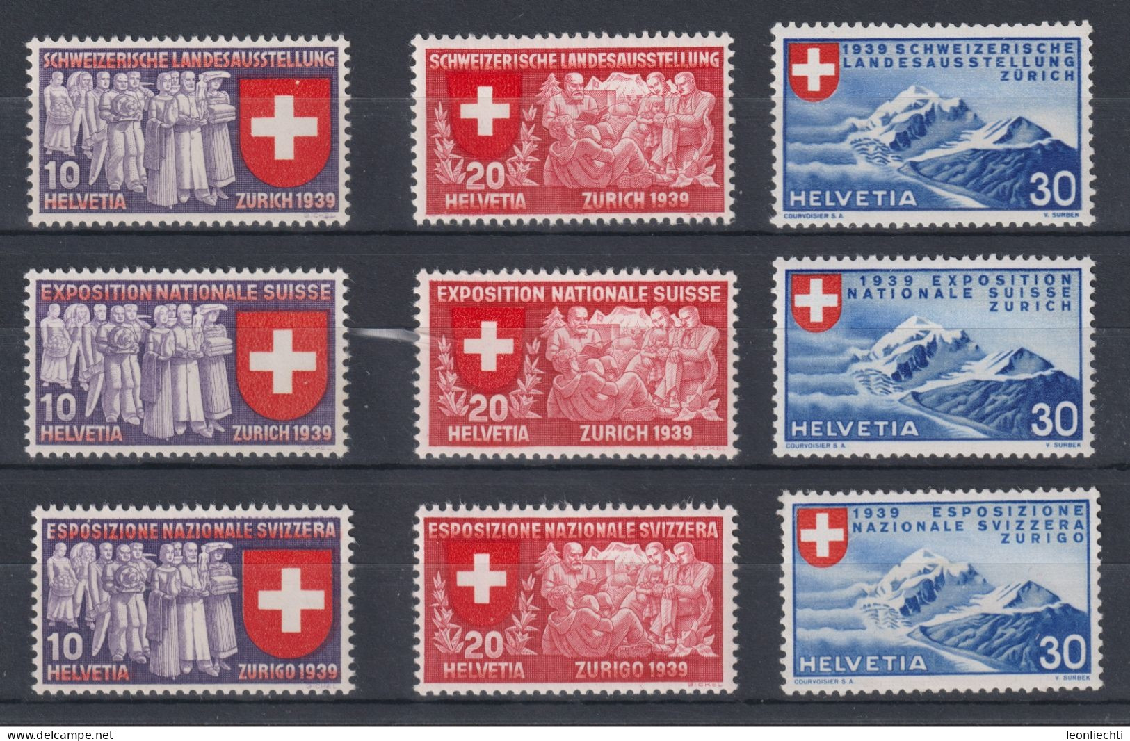 1939  Schweizerische Landesausstellung ** Zum: 219-227, Mi: 335-343 Dt-fr-it, - Nuovi