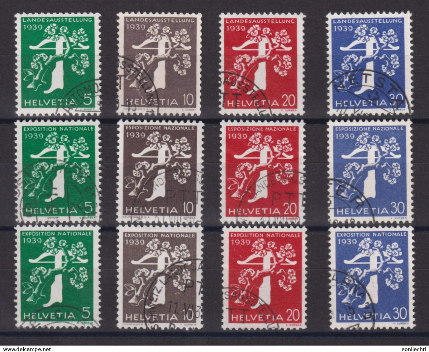 1939  Schweizerische Landesausstellung Zürich ⵙ Zum: 228z-239, Mi: 344z-355 Dt-fr-it, - Used Stamps