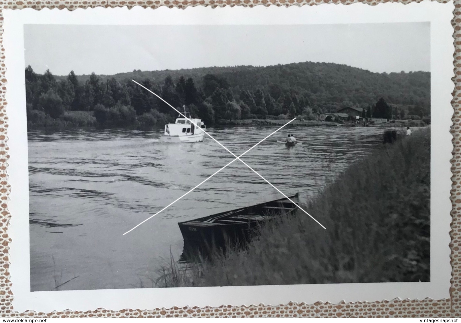 Navigation Sur La Meuse à WÉPION Namur Photo Snapshot Située Et Datée 1958 - Bateaux