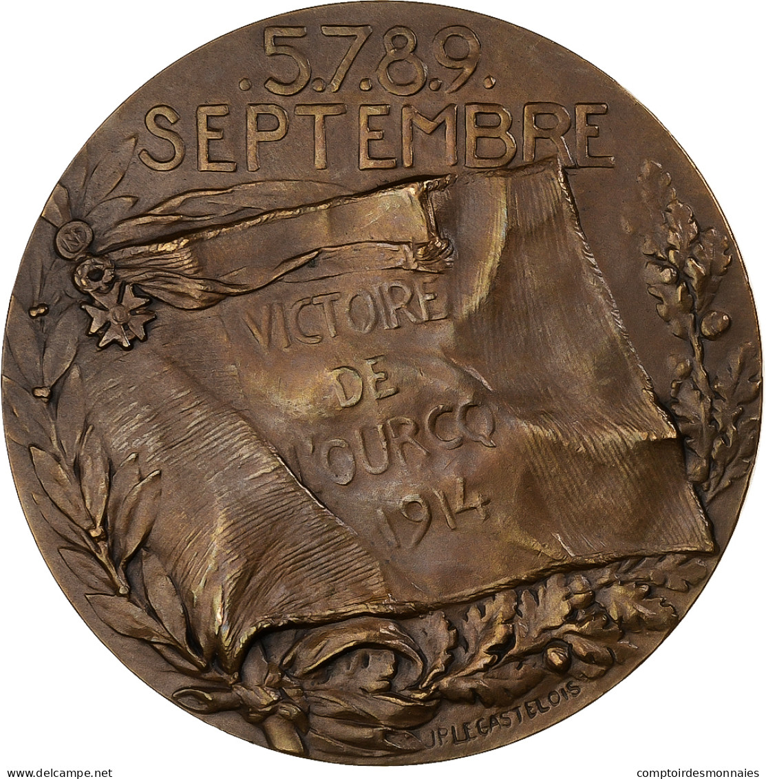 France, Médaille, Général Maunoury, Victoire De L'Ourcq, 1914, Bronze - Autres & Non Classés