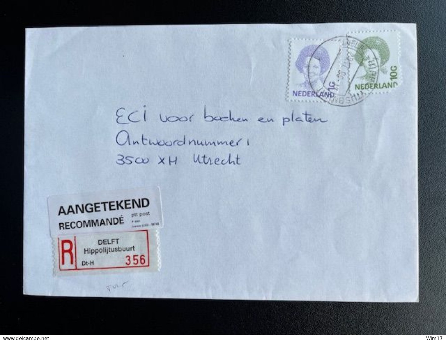 NETHERLANDS 1996 REGISTERED LETTER DELFT HIPPOLIJTUSBUURT TO UTRECHT 26?-06-1996 NEDERLAND AANGETEKEND - Lettres & Documents