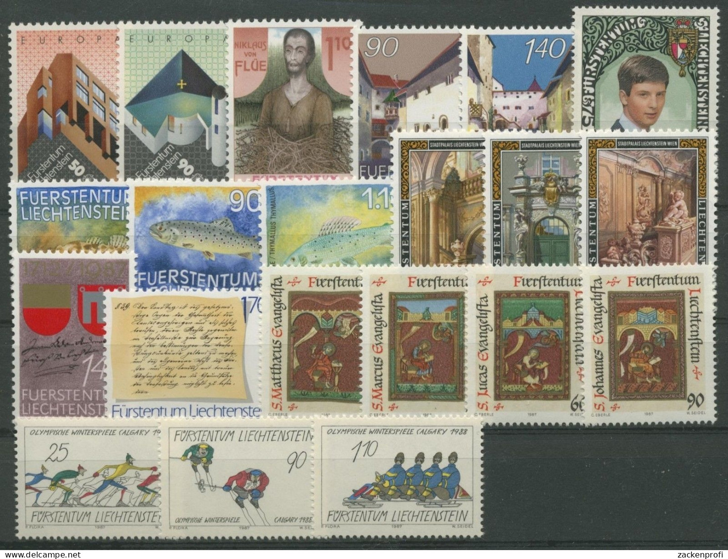 Liechtenstein 1987 Jahrgang Komplett Postfrisch (G1321) - Neufs